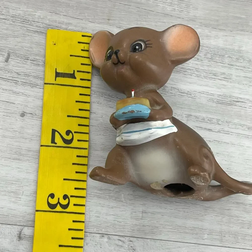 Vintage Josef Originals Birthday Cake Mouse Mini Figurine Japan Collectible